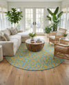 Savannah Escape Collection Area Rug -  Amazon (Blue Yellow) Round Blue Yellow  lifestyle 22