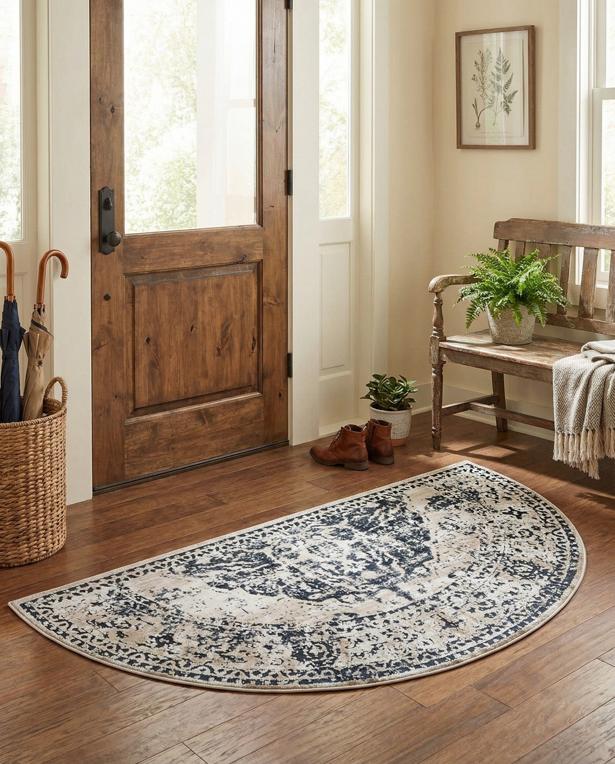 Coastal Manor Collection Area Rug -  Dunes Hearth Dark Blue  lifestyle 130