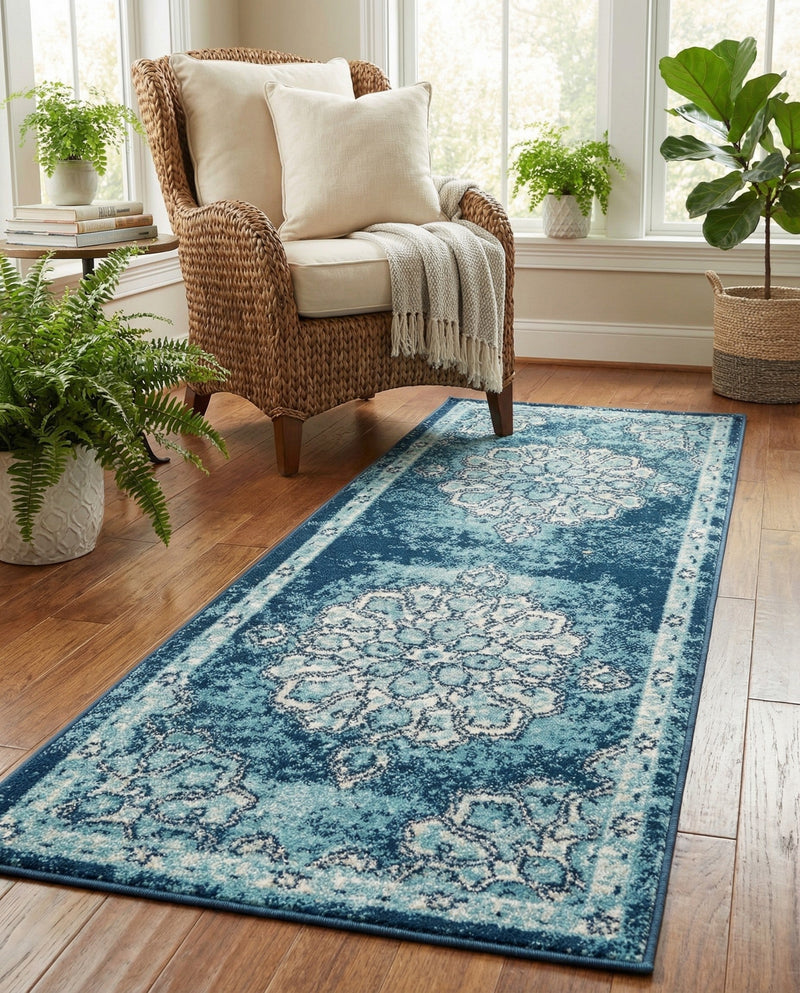 Beverly Grove Collection Area Rug - Melrose (Navy Blue) Runner Navy Blue  lifestyle 79