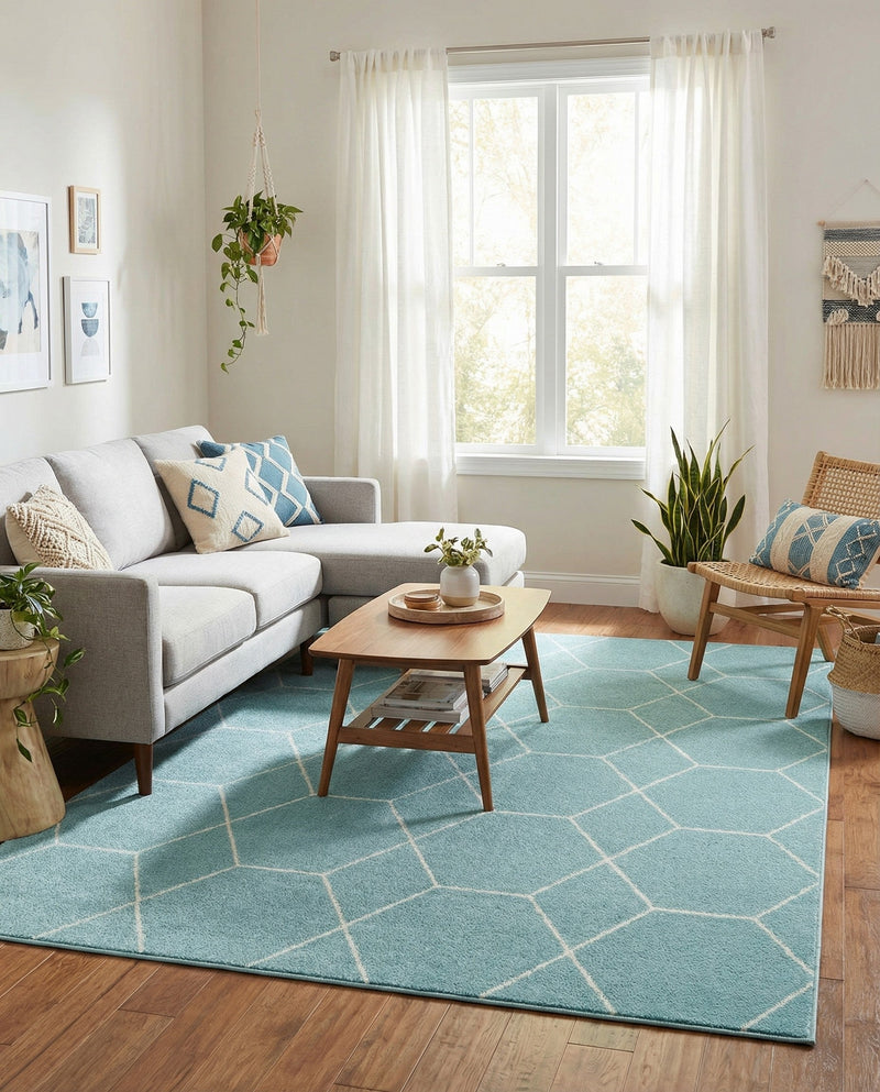 Trellis Mosaic Collection Area Rug - Arborville (Light Blue) Rectangle Light Blue  lifestyle 8