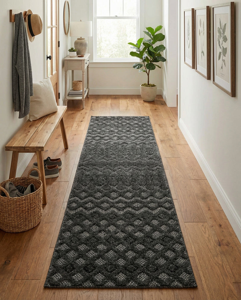 Garden Lattice Charm Collection Area Rug -  Pergola (Charcoal) Runner Charcoal  lifestyle 51