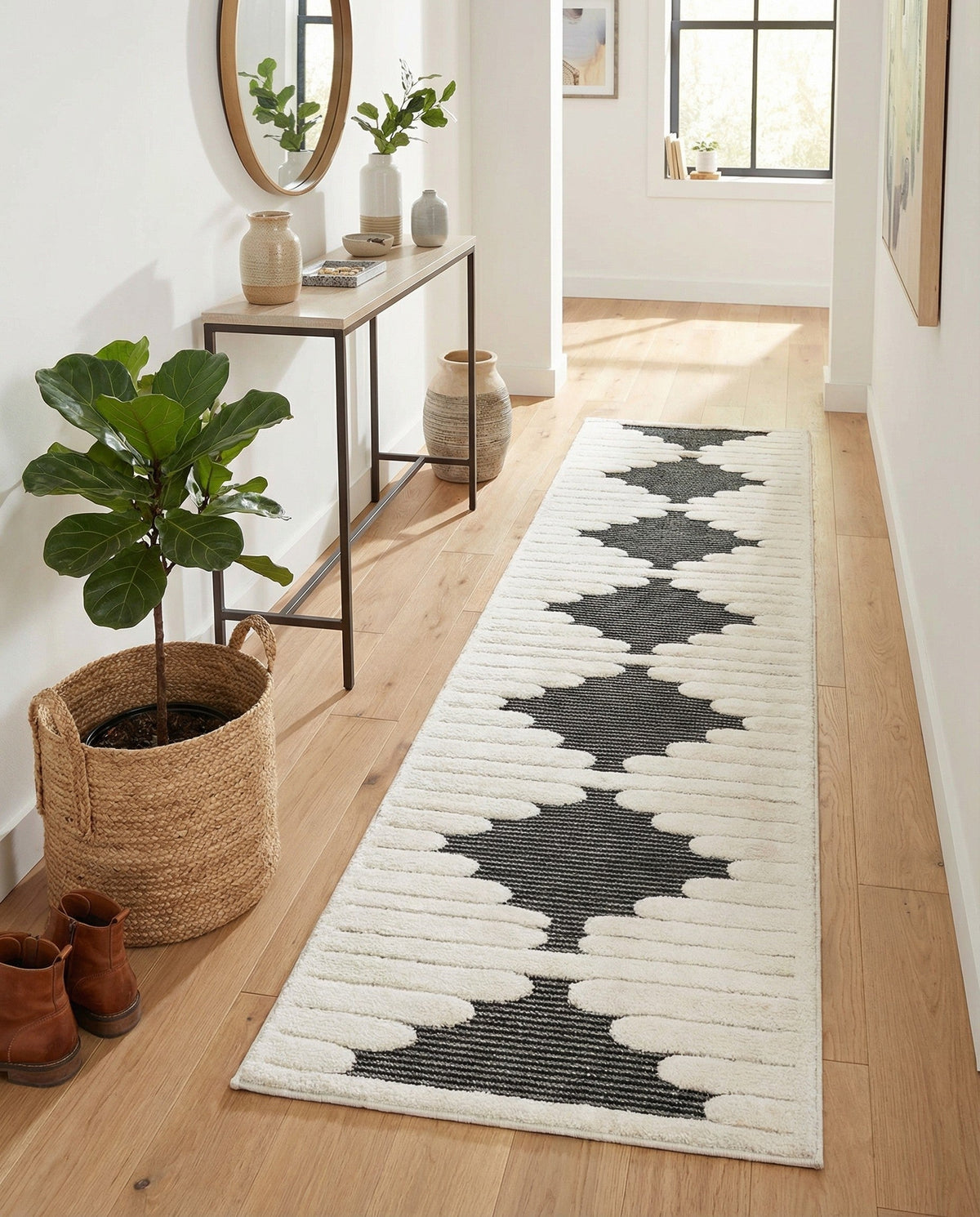 Monochrome Collection Area Rug -  Ash Runner Gray  lifestyle 116