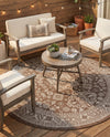 Tribal Terrace Treasures Collection Area Rug -  Incan Isle (Brown) Round Brown  lifestyle 42