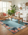 Seaside Blooms Collection Area Rug - Haven Rectangle Blue  lifestyle 33