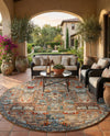 Patio Heritage Collection Area Rug -  Oasis Round Multi  lifestyle 60