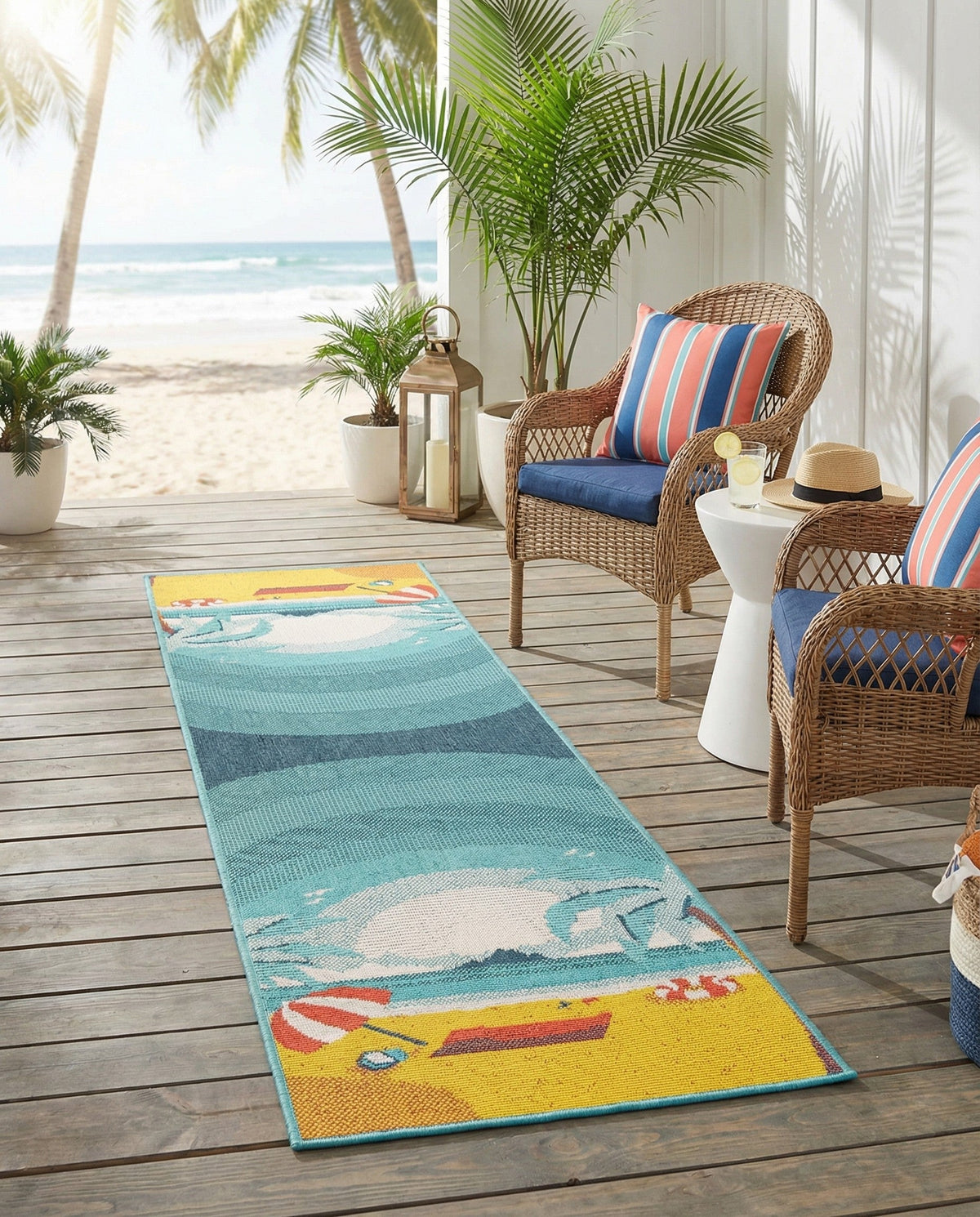 Seaside Haven Rugs Collection Area Rug -  Dockside Runner Multi  lifestyle 85