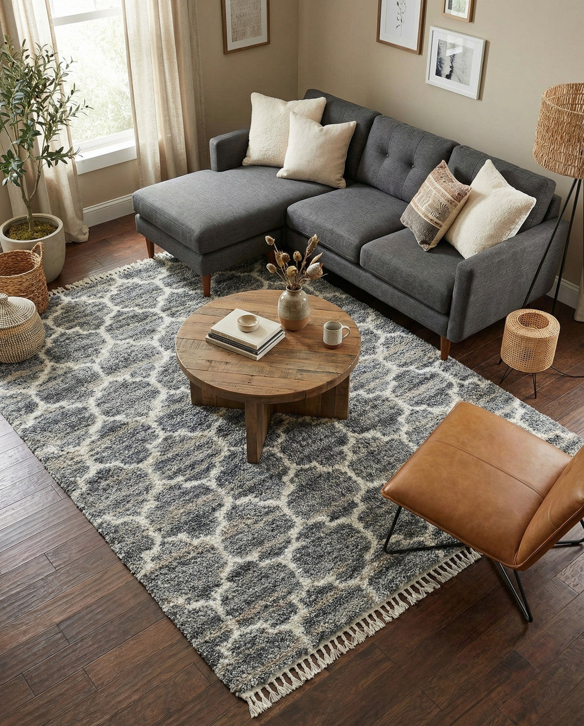 Cozy Cove Shag Collection Area Rug - Marina Rectangle Gray  lifestyle 30