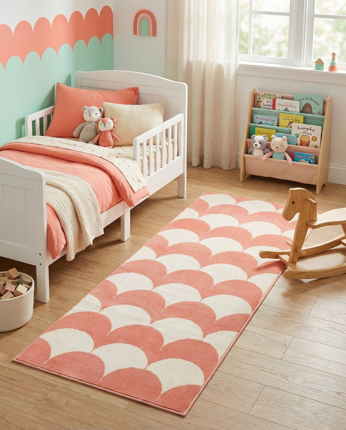 Wonder Tykes Collection Area Rug - Sparklewood Runner Soft Coral Pink  lifestyle 127