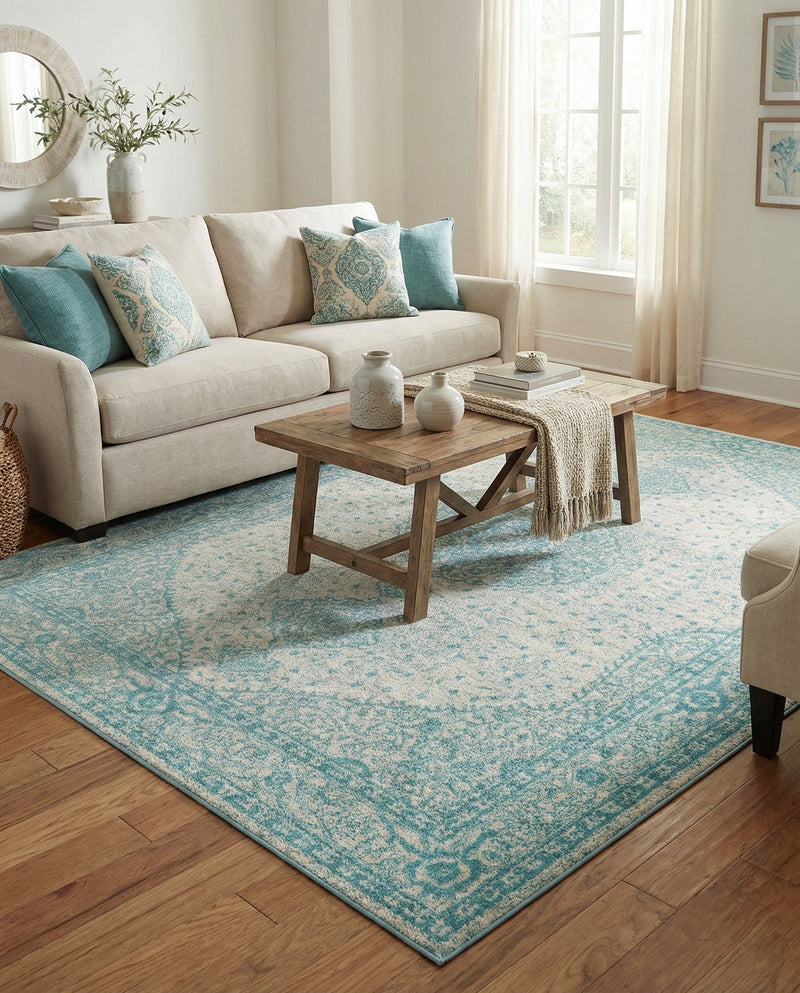 Dover Terrace Collection Area Rug - Marina (Aqua) Rectangle Aqua  lifestyle 16