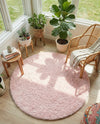 Eternal Plush Oasis Collection Area Rug -  Tranquility (Pink Lace) Round Pink Lace  lifestyle 63