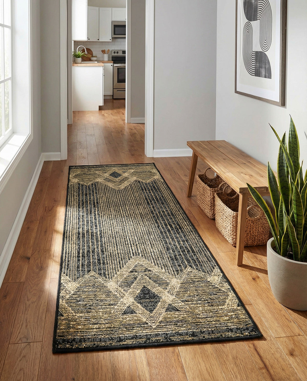 Urban Terrace Collection Area Rug -  Loft Runner Charcoal  lifestyle 98