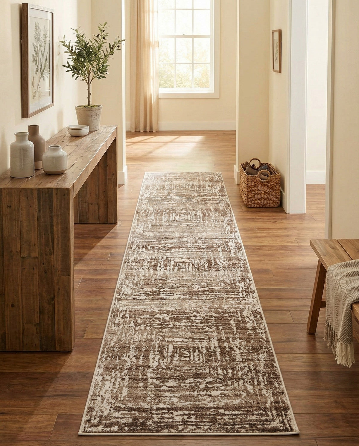 Sanctuary Retreat Collection Area Rug -  Asylum Runner Chocolate Brown  lifestyle 101