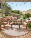 Tribal Terrace Treasures Collection Area Rug - Mayan Marina (Rust Red) Round Rust Red  lifestyle 78