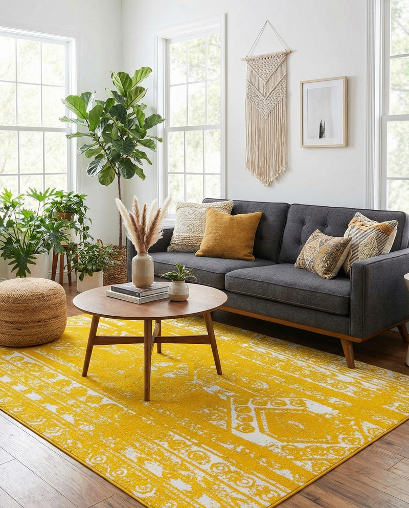 Brighton Stripes Collection Area Rug - Sussex (Yellow) Rectangle Yellow  lifestyle 17
