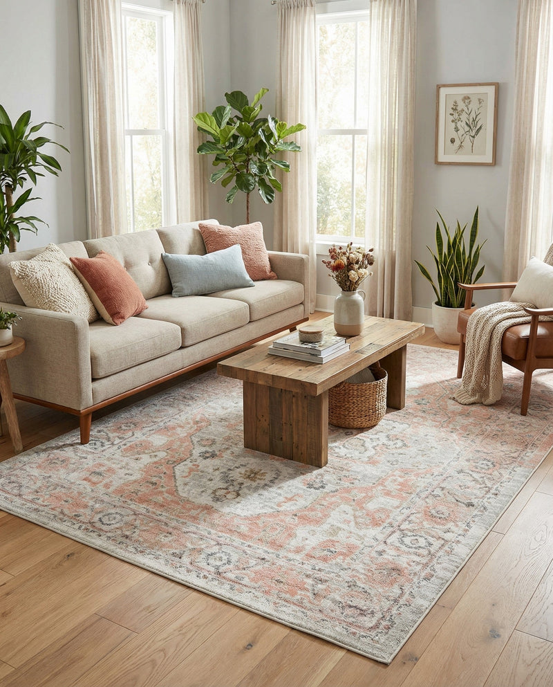 Parisian Elegance Collection Area Rug - Versailles (Rose Pink) Rectangle Rose Pink  lifestyle 26