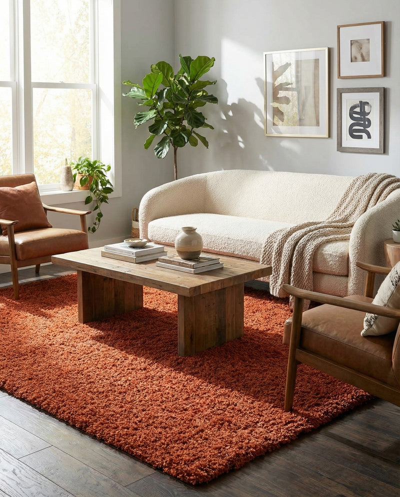 Plush Oasis Collection Area Rug - Serenity (Terracotta) Rectangle Terracotta  lifestyle 13