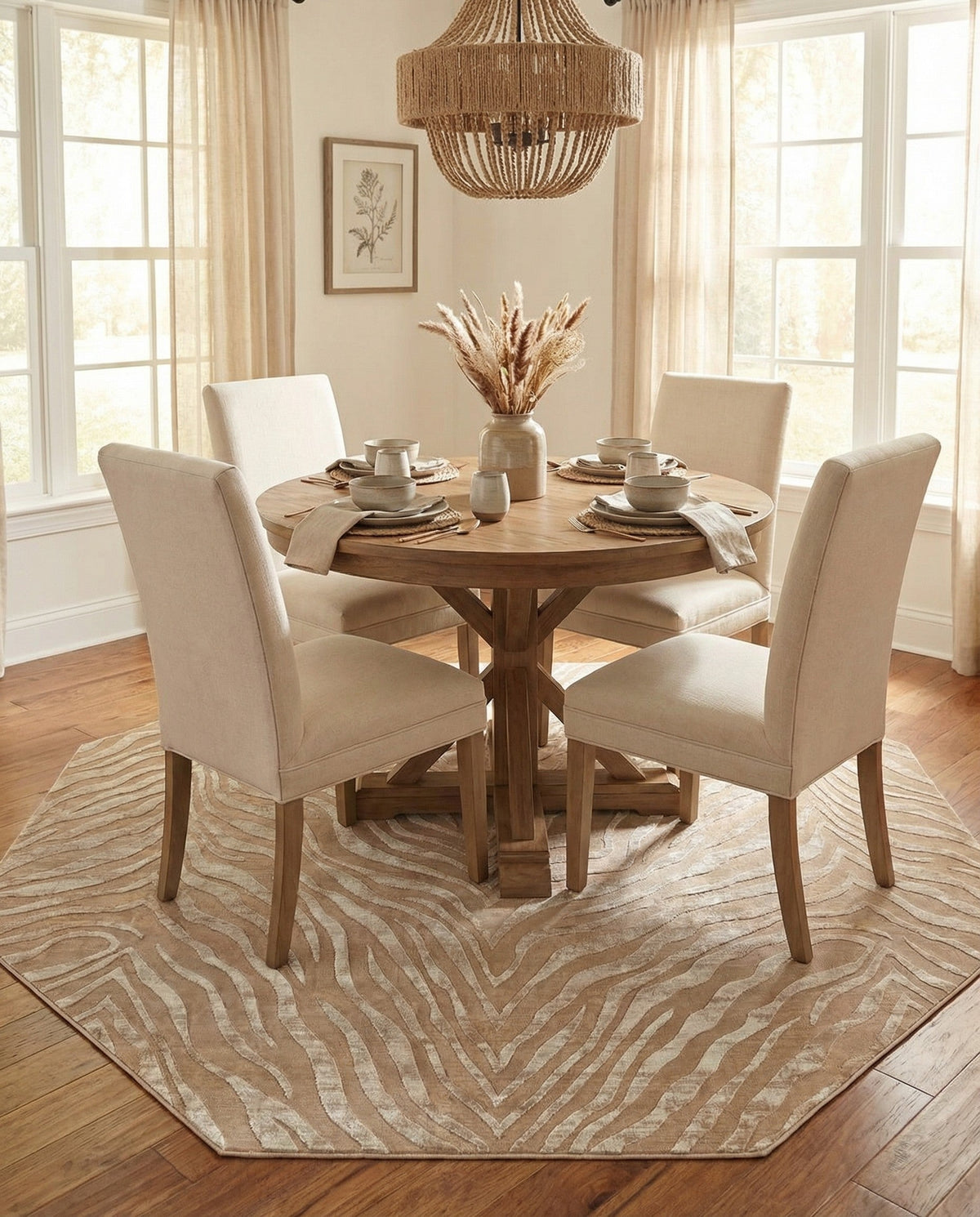Bloomsbury Elegance Collection Area Rug -  Chelsea Octagon Ivory Beige  lifestyle 199