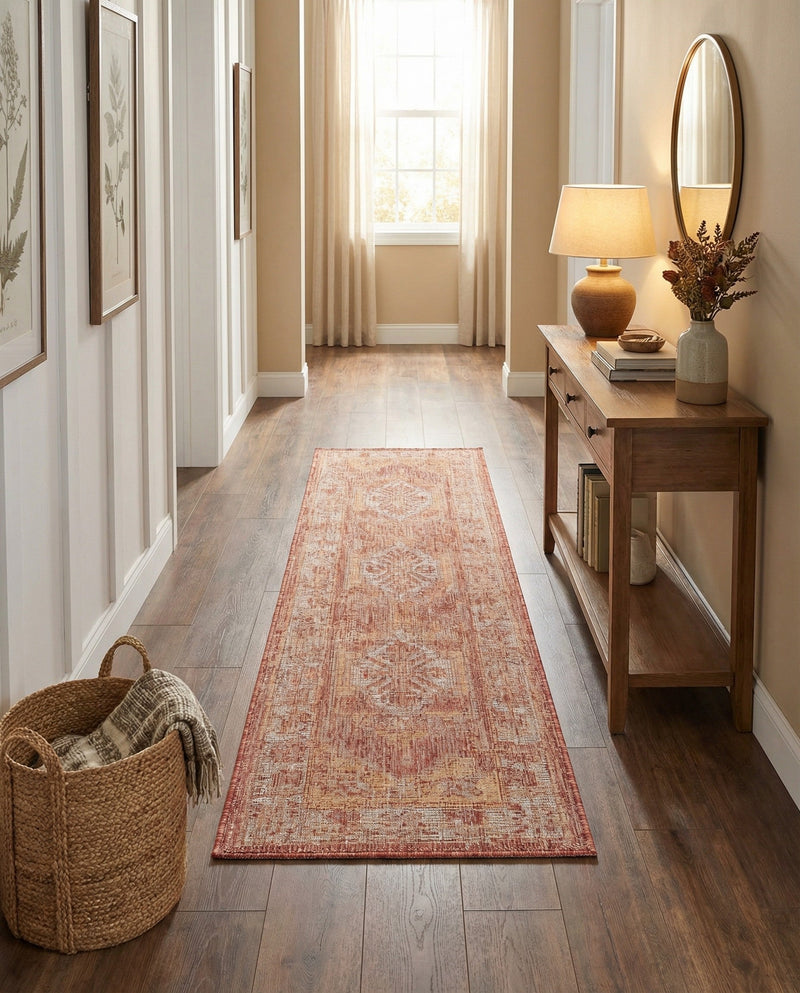Patio Heritage Collection Area Rug -  Augusta (Rust Red) Runner Rust Red  lifestyle 73
