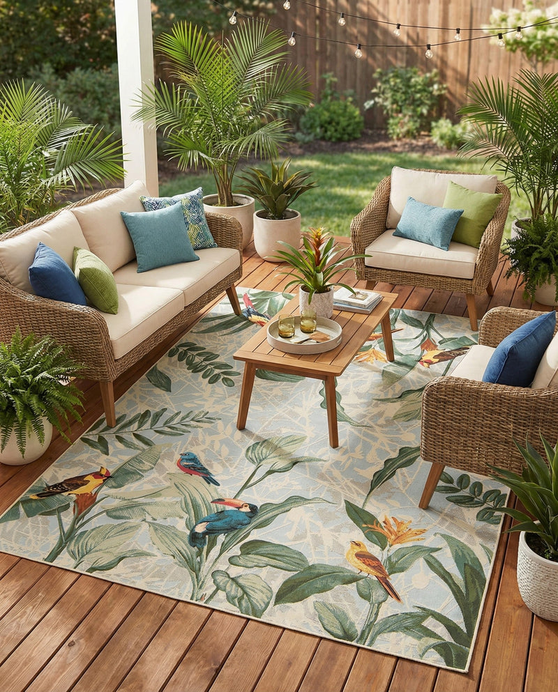Seaside Blooms Collection Area Rug -  Tropic Rectangle Multi  lifestyle 45
