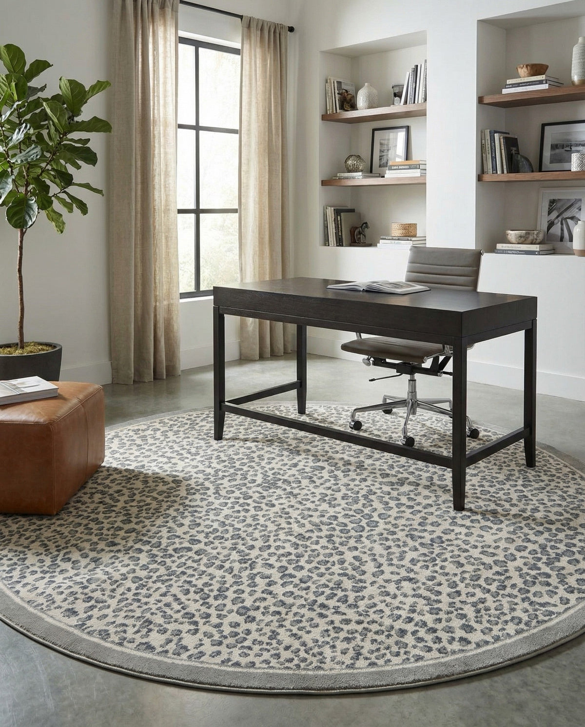 Savannah Sojourn Collection Area Rug - Serengeti Round Gray  lifestyle 150