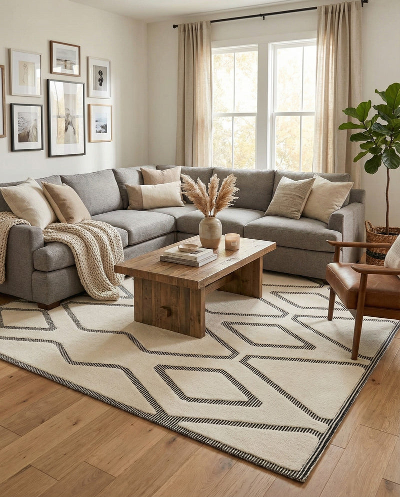 Monochrome Collection Area Rug -  Glacier Rectangle Ivory White  lifestyle 36