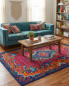 Caribbean Cove Collection Area Rug -  Nevis Rectangle Fuchsia  lifestyle 10