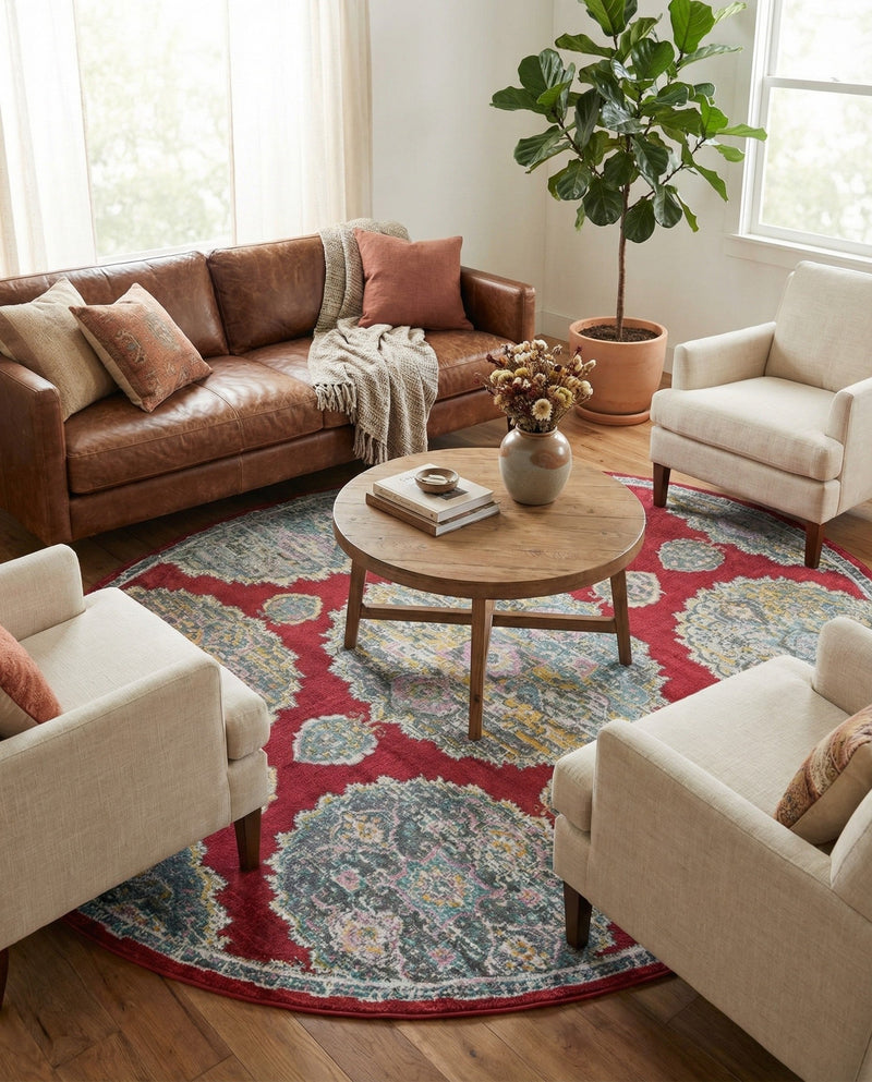 Arcadia Rugs Collection Area Rug -  Atlantis (Red) Oval Red  lifestyle 67