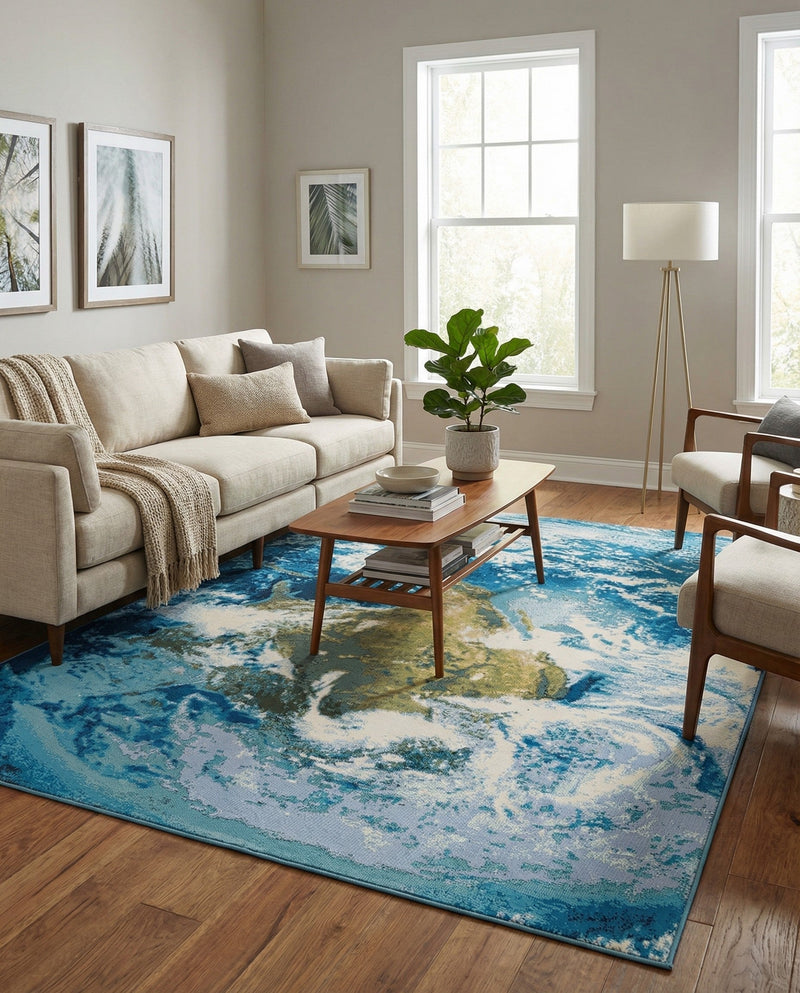 Urban Terrace Collection Area Rug -  Pergola Rectangle Blue  lifestyle 17
