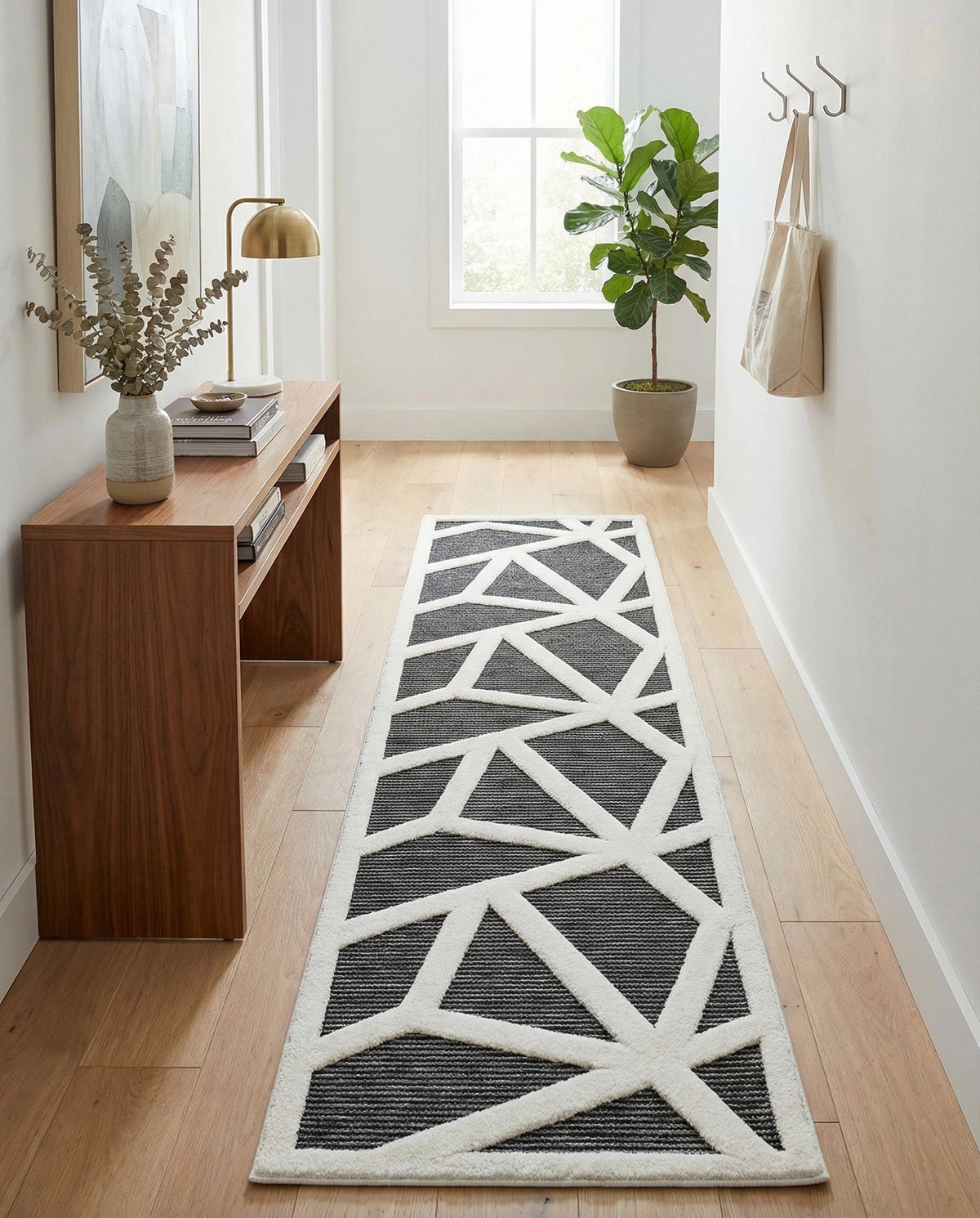 Monochrome Collection Area Rug -  Onyx Runner Gray  lifestyle 136