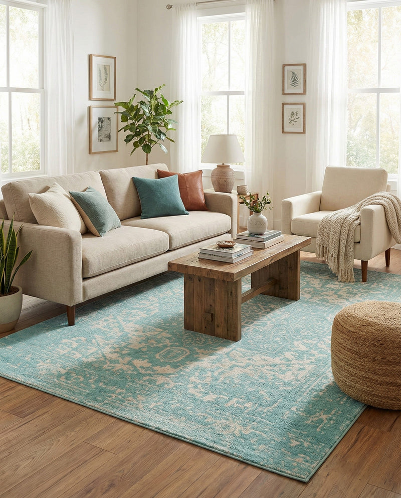 Georgetown Rugs Collection Area Rug - Dupont (Aqua) Rectangle Aqua  lifestyle 3
