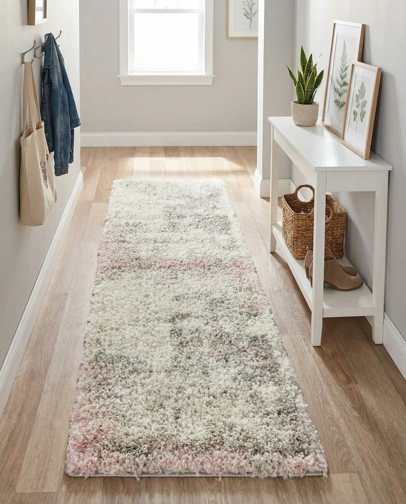 Cozy Haven Shag Collection Area Rug -  Tranquility (Pink) Runner Pink  lifestyle 27