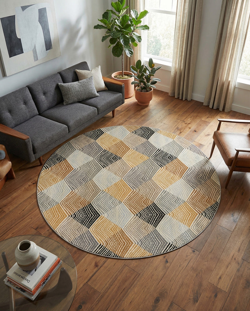Urban Terrace Collection Area Rug - Metropolis Round Gray  lifestyle 49