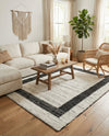 Osian Looms Collection Area Rug - Durham Rectangle White and Black  lifestyle 62