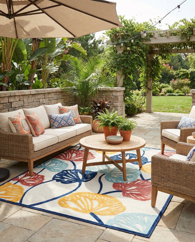 Caribbean Terrace Collection Area Rug -  Grenada Rectangle Ivory  lifestyle 40