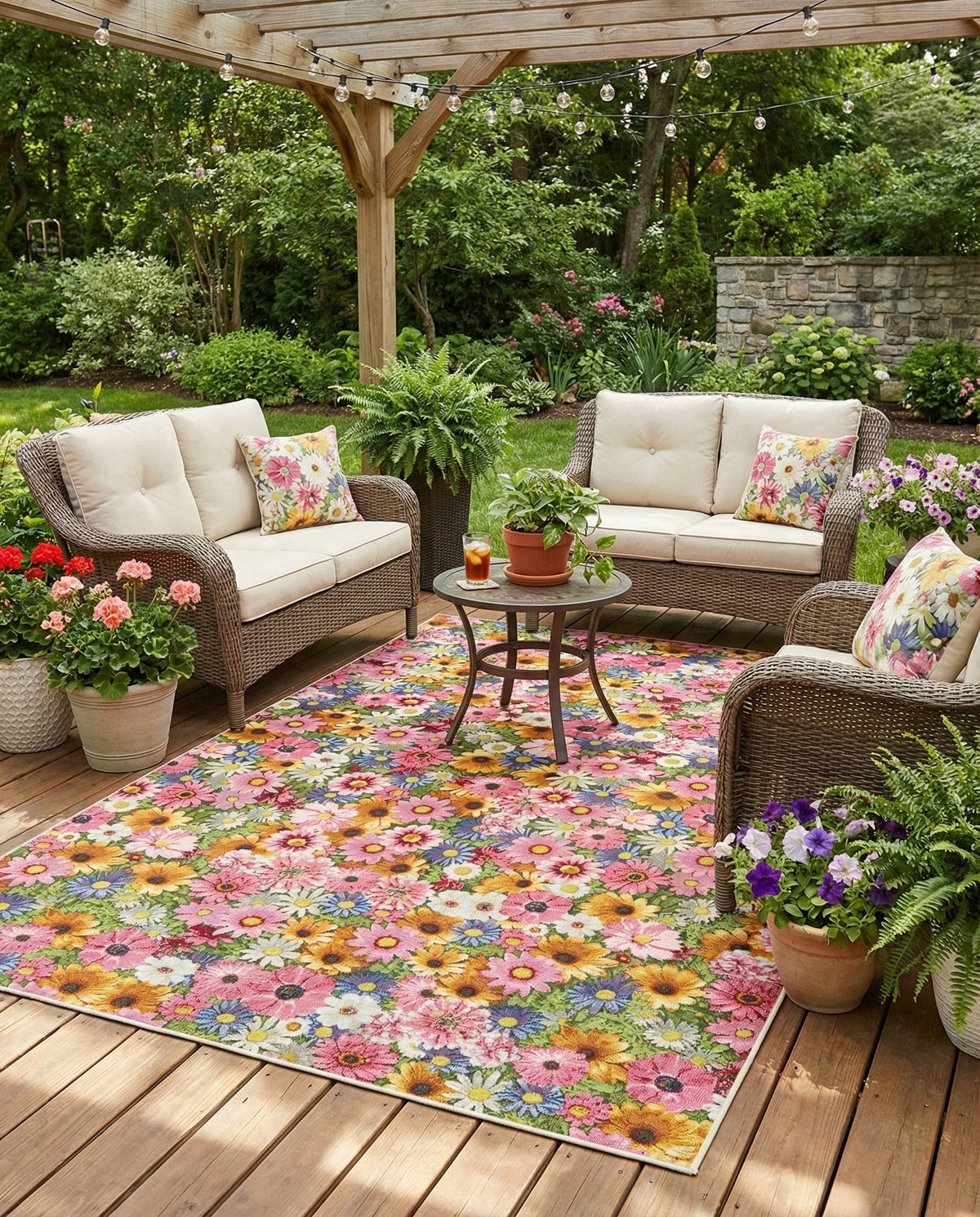 Seaside Blooms Collection Area Rug -  Marseilles Rectangle Multi  lifestyle 42