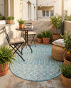 Savannah Pergola Collection Area Rug -  Pergola (Aqua) Oval Aqua  lifestyle 39