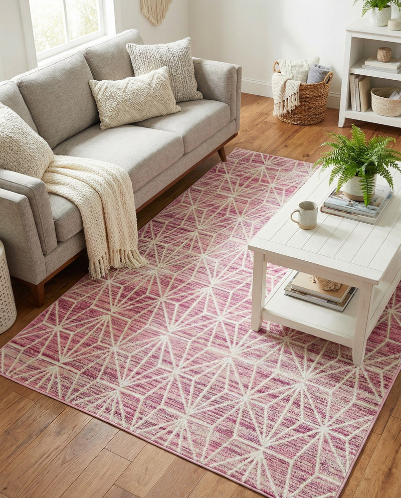 Metro Heights Collection Area Rug -  Hudson Rectangle Pink  lifestyle 45