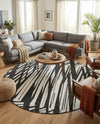 Urban Terrace Collection Area Rug -  Queens Round Black and White  lifestyle 65