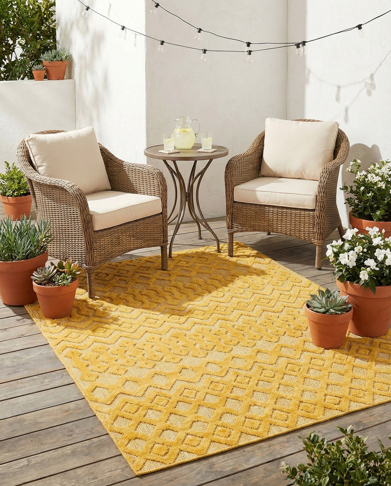 Garden Lattice Charm Collection Area Rug -  Pergola (Yellow) Rectangle Yellow  lifestyle 18