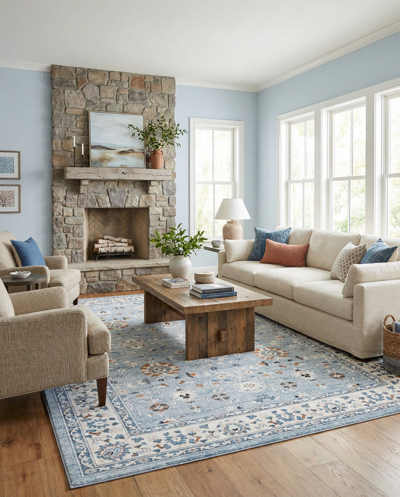 Savannah Elegance Collection Area Rug - Augusta (Aqua Blue) Rectangle Aqua Blue  lifestyle 30