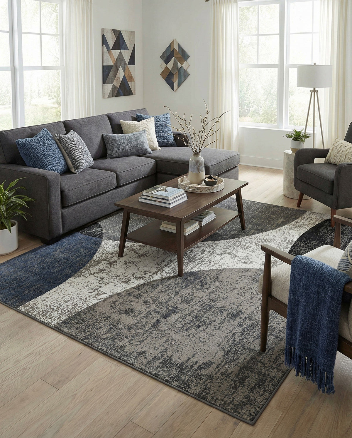 Copenhagen Edge Collection Area Rug -  Amager Square Multi  lifestyle 81
