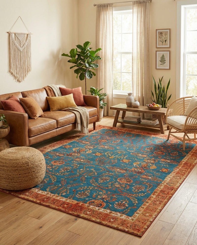 Patio Heritage Collection Area Rug -  Pavilion Rectangle Navy Blue  lifestyle 21