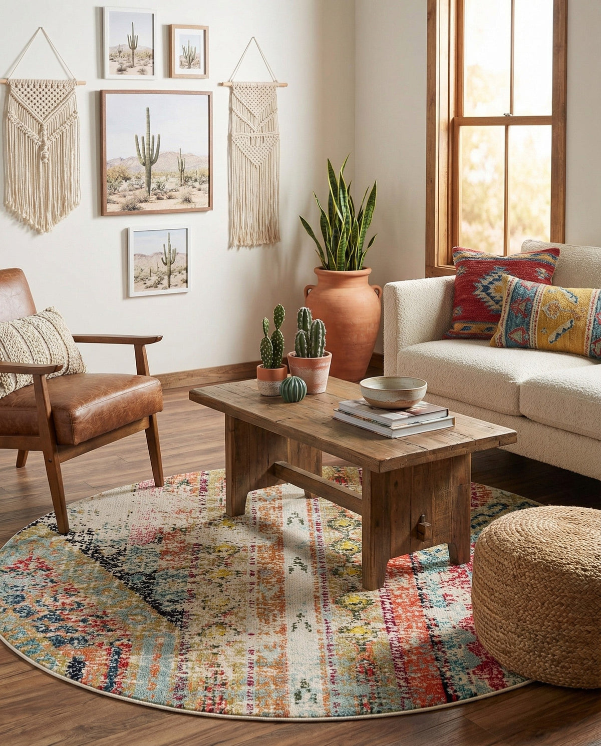 Sedona Vista Collection Area Rug -  Cholla Round Multi  lifestyle 57