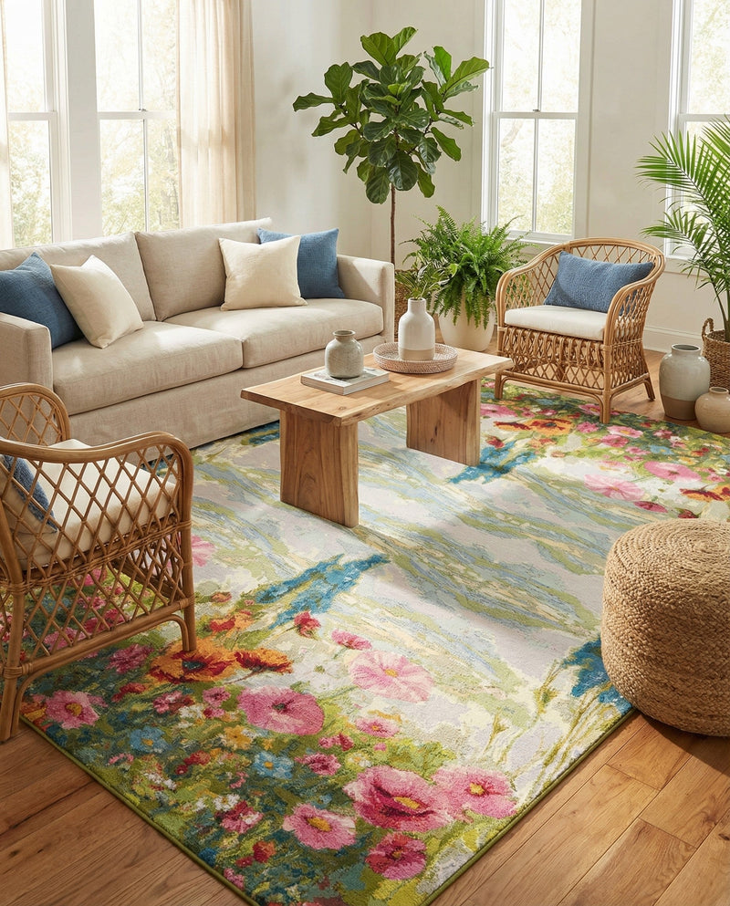Seaside Blooms Collection Area Rug -  Amalfi Rectangle Multi  lifestyle 24