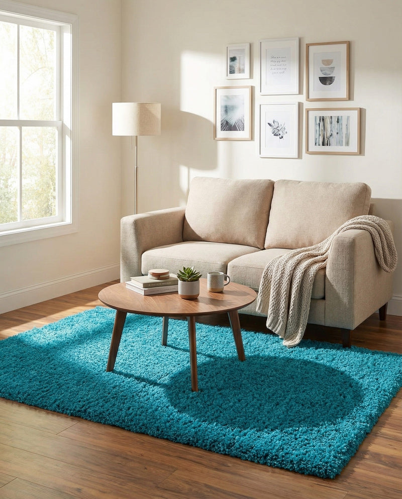 Plush Oasis Collection Area Rug - Serenity (Turquoise) Rectangle Turquoise  lifestyle 12