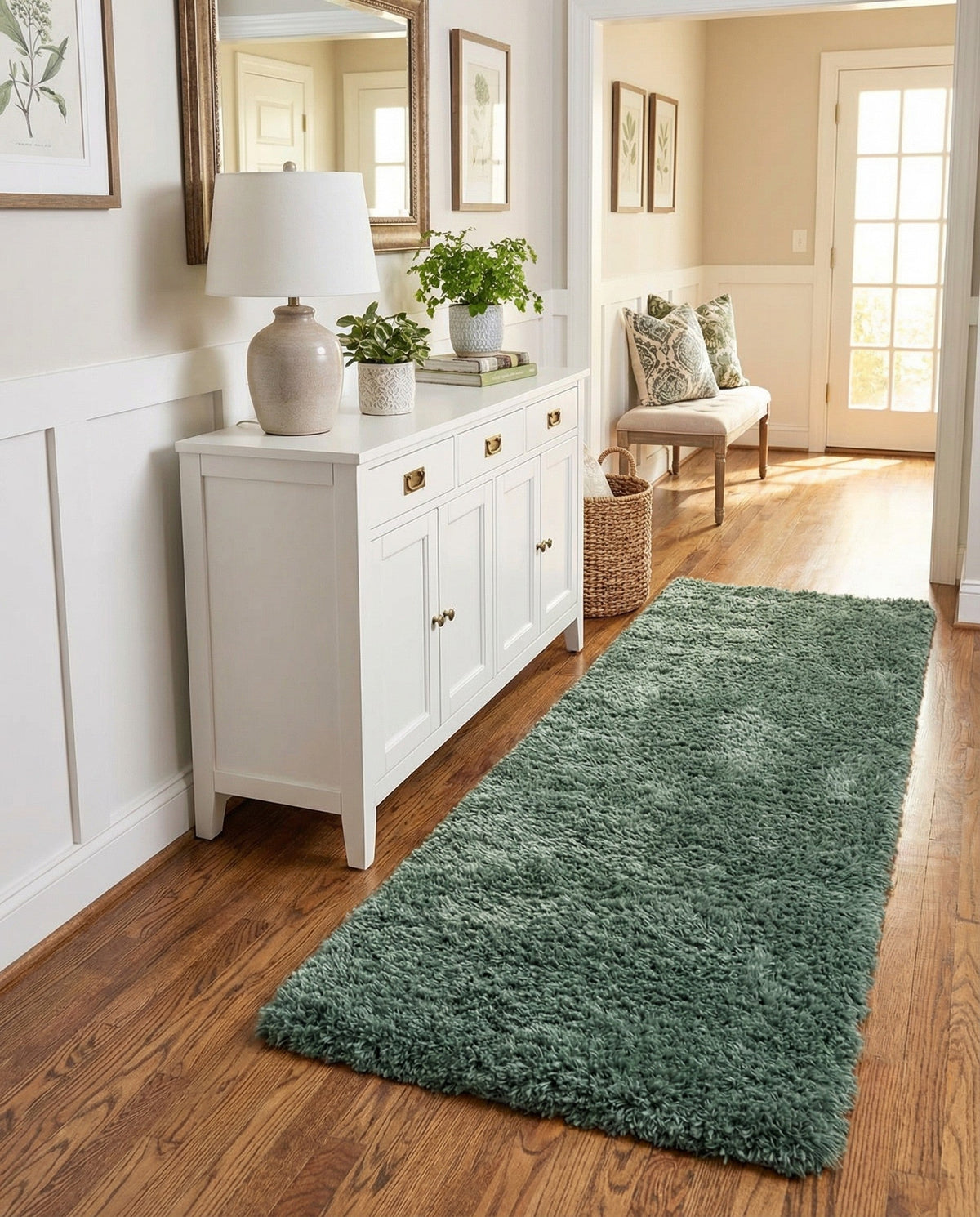 Eternal Plush Oasis Collection Area Rug -  Tranquility (Forest Green) Runner Forest Green  lifestyle 38