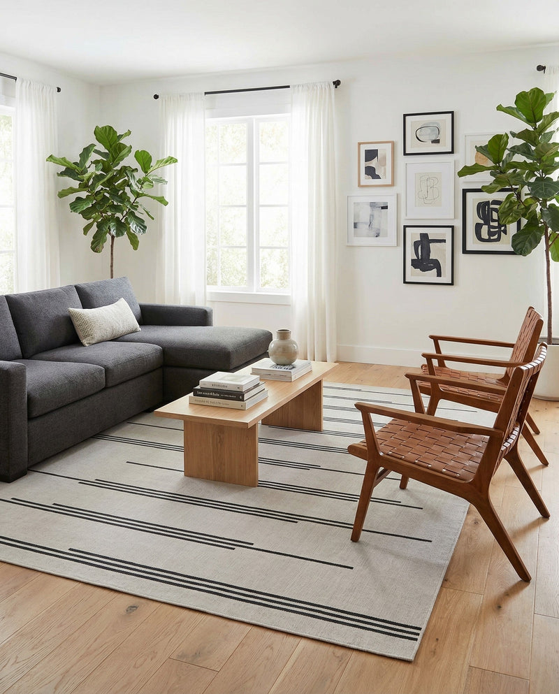 Urban Terrace Collection Area Rug -  Brooklyn Rectangle White and Black  lifestyle 13