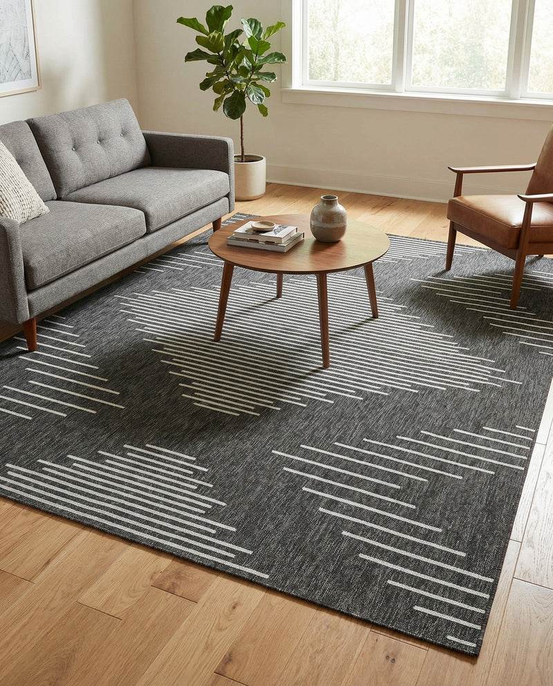 Urban Terrace Collection Area Rug -  Chelsea (Charcoal Gray) Rectangle Charcoal Gray  lifestyle 18
