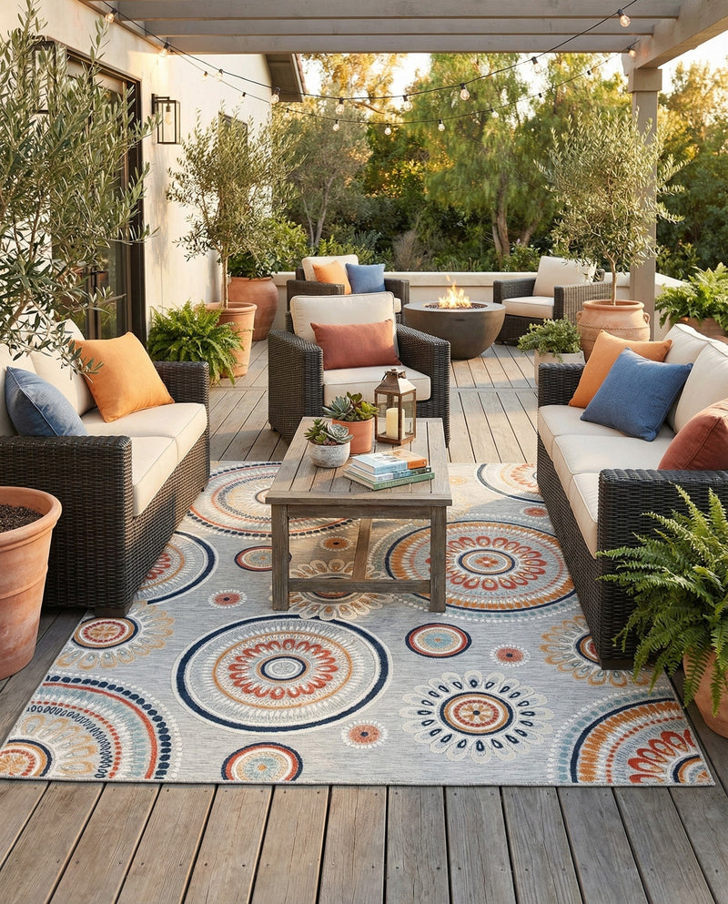 Seaside Blooms Collection Area Rug -  Eden Rectangle Gray  lifestyle 68
