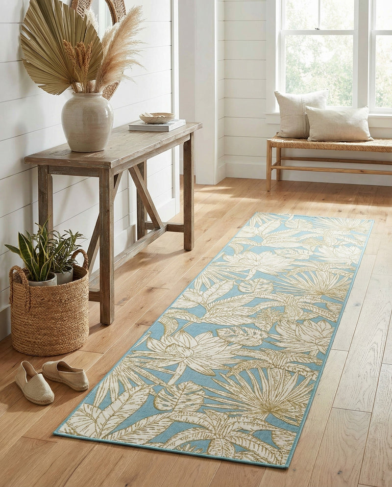 Seaside Blooms Collection Area Rug -  Shalimar Runner Soft Blue  lifestyle 68